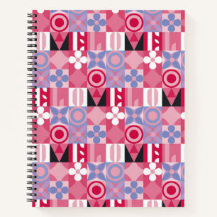 geometrisches Retro-Druckmuster Notizbuch