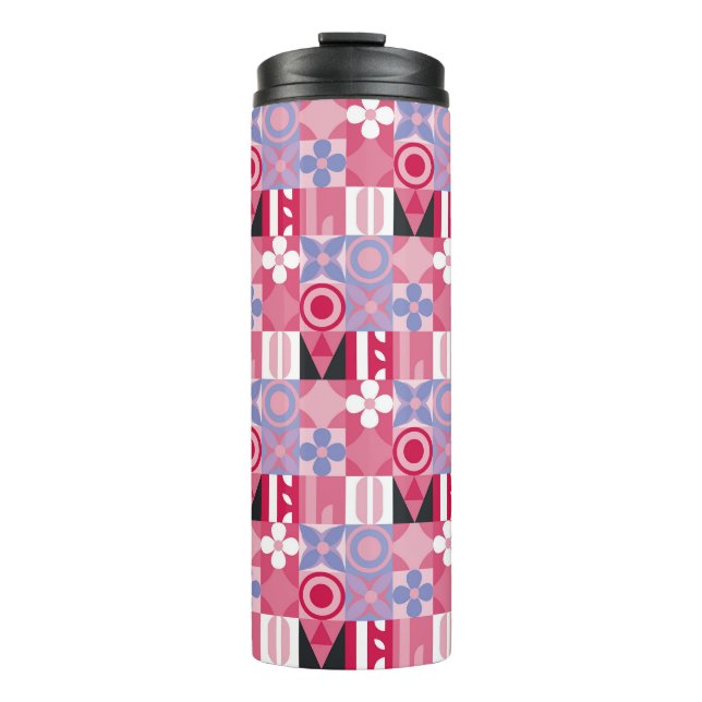 geometrisches Retro-Druckmuster Thermosbecher (Vorderseite)