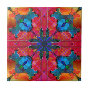Geometrisches Retro Hippie Fantasy Tile Fliese