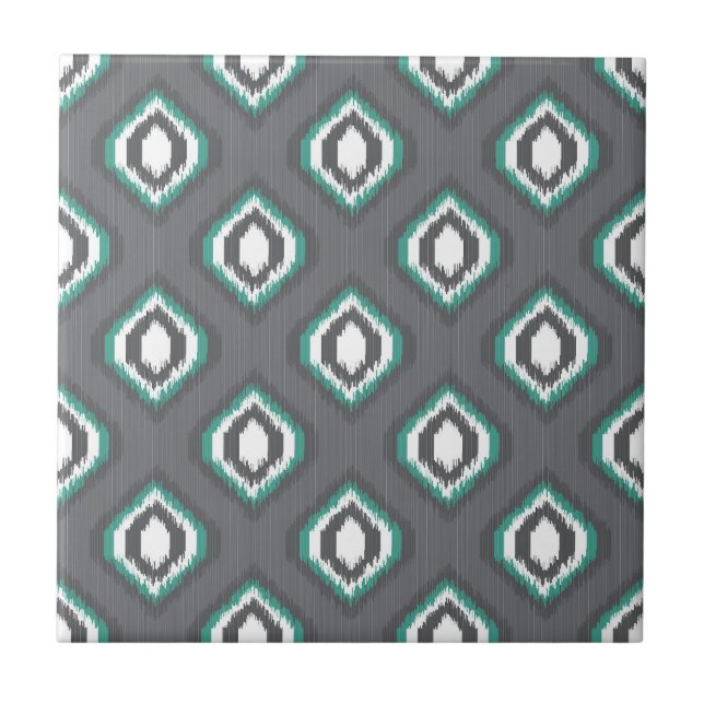 Geometrisches Retro ikat Stammes- Muster Fliese (Vorderseite)