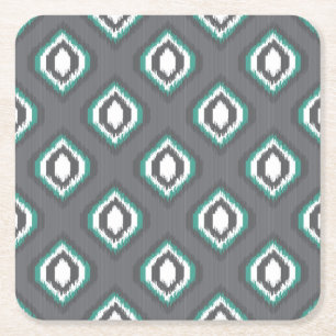 Geometrisches Retro ikat Stammes- Muster Rechteckiger Pappuntersetzer