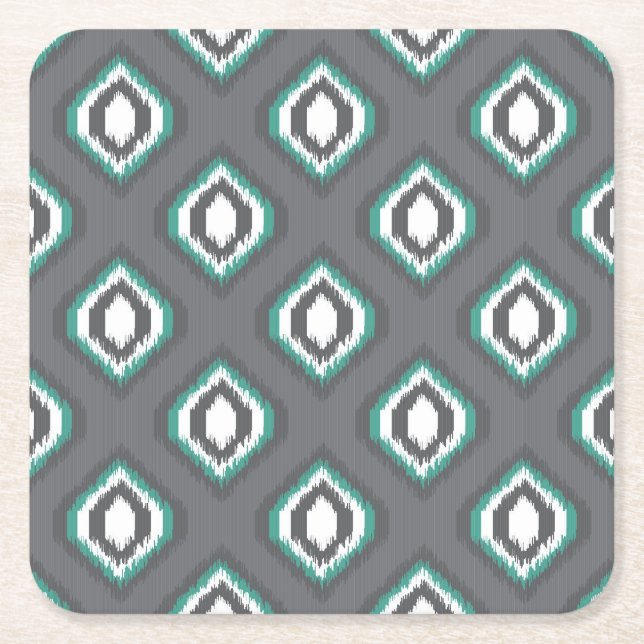Geometrisches Retro ikat Stammes- Muster Rechteckiger Pappuntersetzer (Vorderseite)