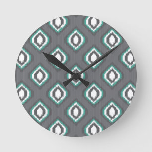 Geometrisches Retro ikat Stammes- Muster Runde Wanduhr