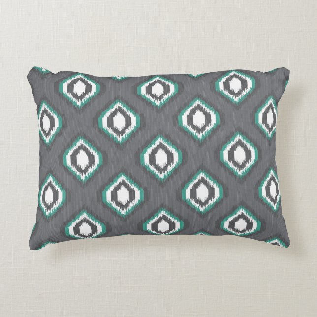 Geometrisches Retro ikat Stammes- Muster Zierkissen (Vorderseite)