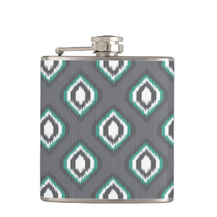 Geometrisches Retro-Ikat-Stammesmuster Flachmann