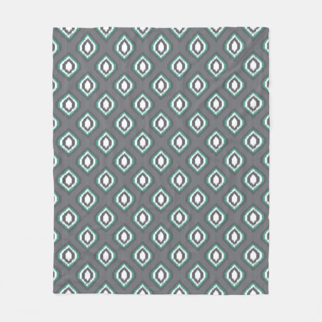 Geometrisches Retro-Ikat-Stammesmuster Fleecedecke (Vorderseite)