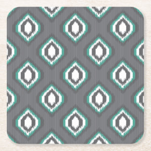 Geometrisches Retro-Ikat-Stammesmuster Rechteckiger Pappuntersetzer