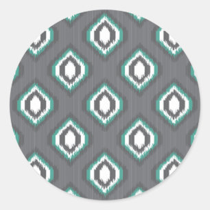 Geometrisches Retro-Ikat-Stammesmuster Runder Aufkleber
