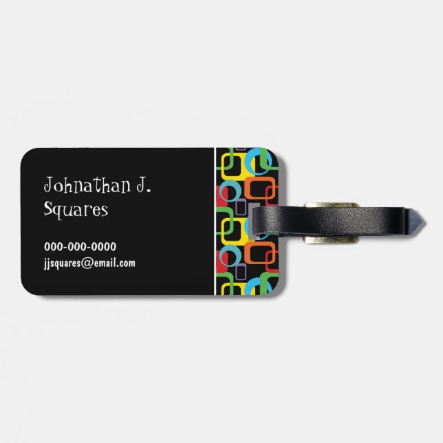 Geometrisches Retro-mehrfarbiges Muster Personalis Gepäckanhänger (Rückseite horizontal)