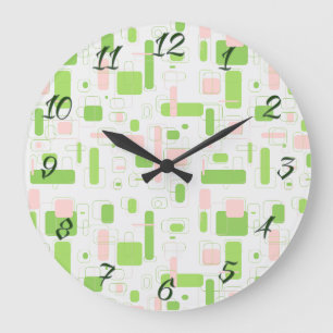 Geometrisches Retro-Midcentury-Modern Große Wanduhr