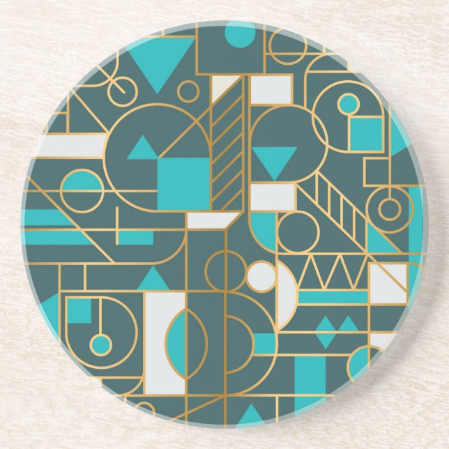 Geometrisches Retro: Minimalistisches Artwork Post Getränkeuntersetzer (Vorne)