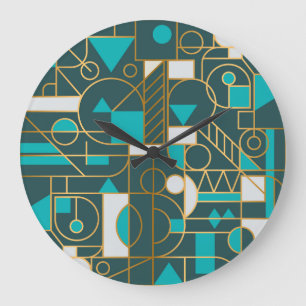 Geometrisches Retro: Minimalistisches Artwork Post Große Wanduhr