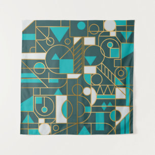 Geometrisches Retro: Minimalistisches Artwork Post Wandteppich