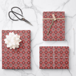 Geometrisches Retro-Muster Geschenkpapier Set