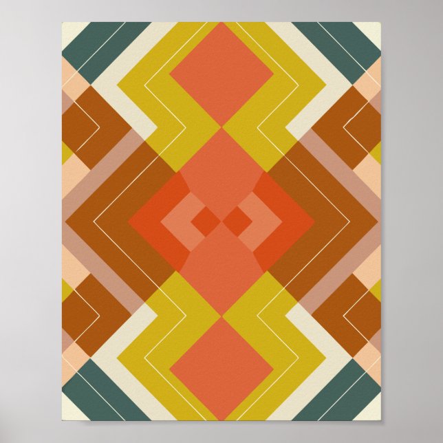 Geometrisches Retro-Muster Poster (Vorne)