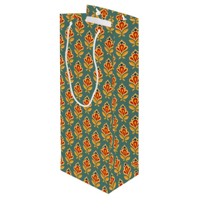 Geometrisches Retro-Print Gemustert Geschenktüte Für Weinflaschen (Rückseite Schrägansicht)
