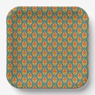 Geometrisches Retro-Print Gemustert Pappteller
