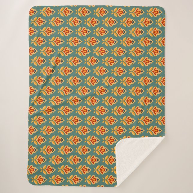 Geometrisches Retro-Print Gemustert Sherpadecke (Vorderseite)