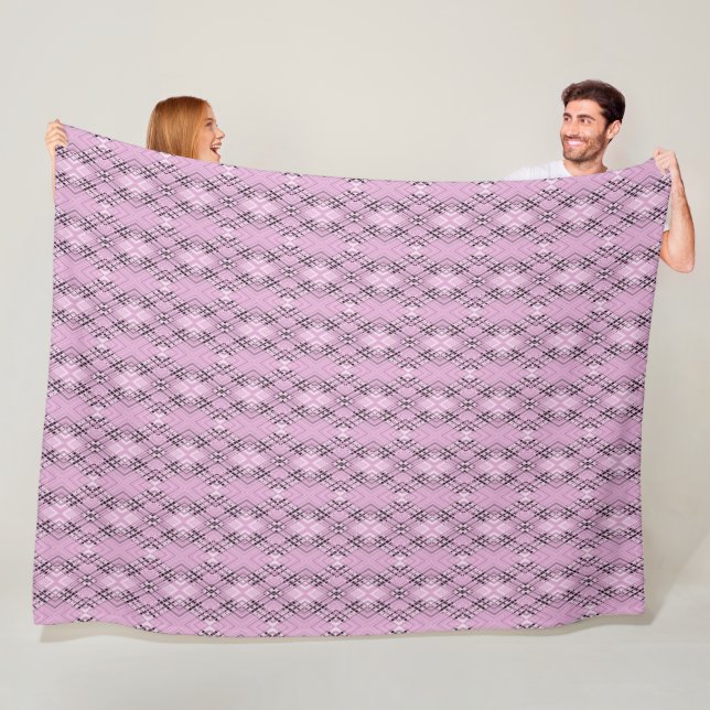 Geometrisches Retro-Rosa-Diamantmuster Fleecedecke (Beispiel)