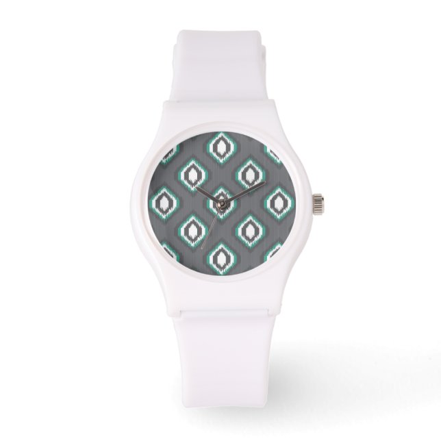Geometrisches Retroikat-Stammmuster Armbanduhr (Vorderseite)