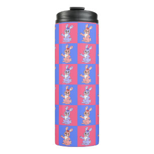 Geometrisches rosa blaues Kaninchenmuster Thermosbecher