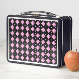 Geometrisches rosa Diamantformmuster Metall Brotdose