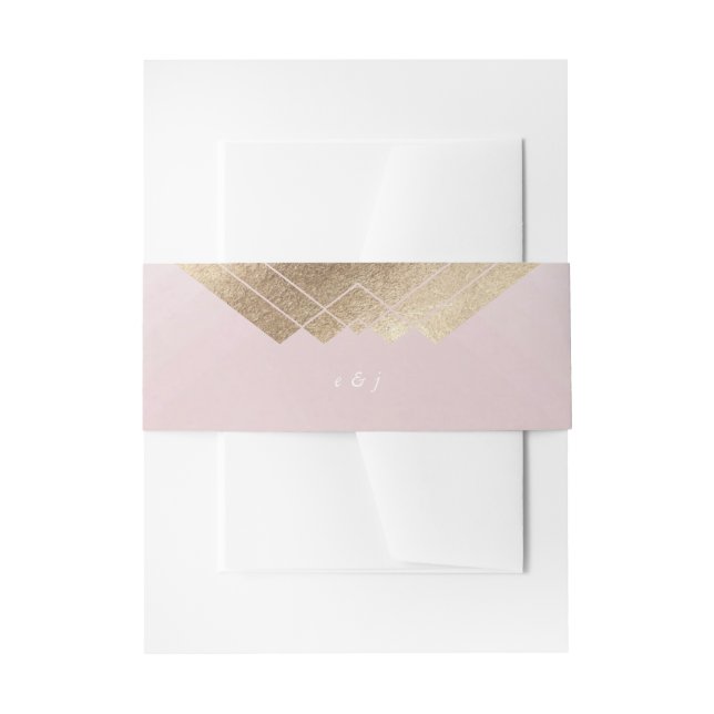 Geometrisches rosa Goldgatsby Hochzeit Einladungsbanderole (Vorderseite Beispiel)