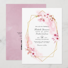 Geometrisches rosa Kirschblossom QR Code UAWG Wedd Einladung