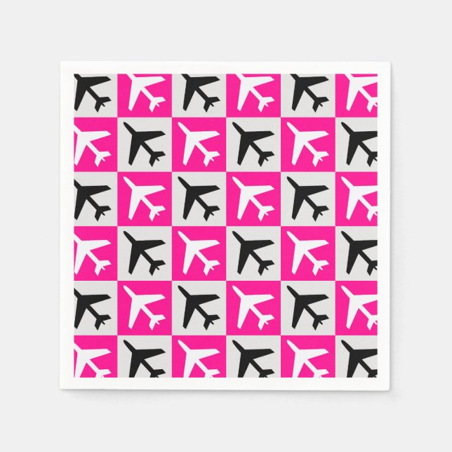 Geometrisches rosa Luftfahrzeug Serviette (Vorderseite)