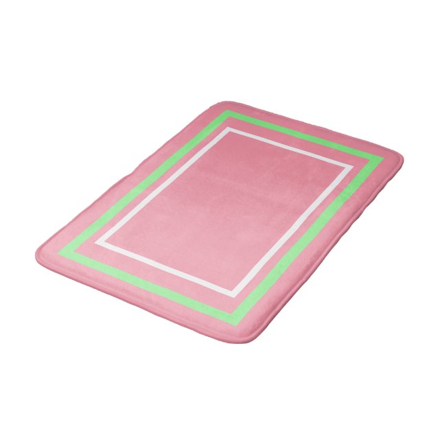 Geometrisches rosa Minzgrün Badematte (Schrägansicht)