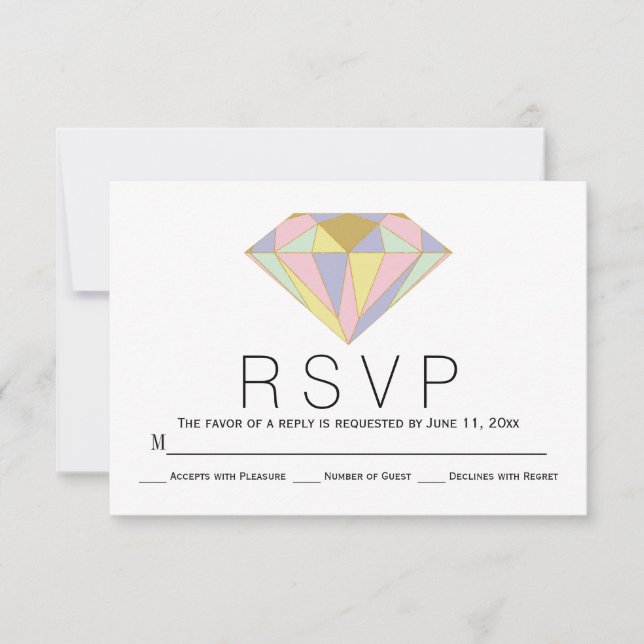 Geometrisches rosa, Minzjuwel Hochzeit RSVP Karte (Vorderseite)