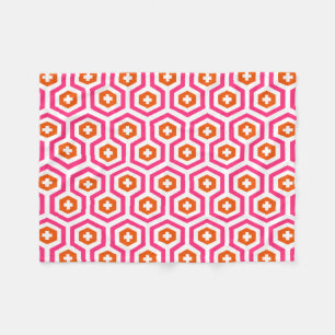 Geometrisches rosa orange Hexagon u. Kreuz-Muster Fleecedecke
