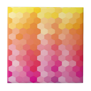 Geometrisches Rosa und Gelbes Hexagon Gradient Mod Fliese