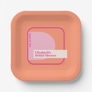 Geometrisches Rosa und Orange Pappteller