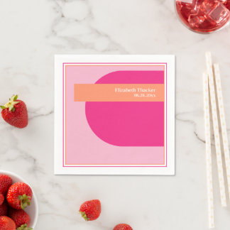Geometrisches Rosa und Orange Serviette