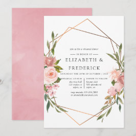 Geometrisches Rosa und Rose Gold Probe Abendessen Einladung