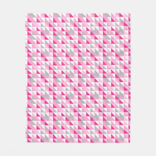 Geometrisches rosa weißes graues Dreieck-Muster Fleecedecke