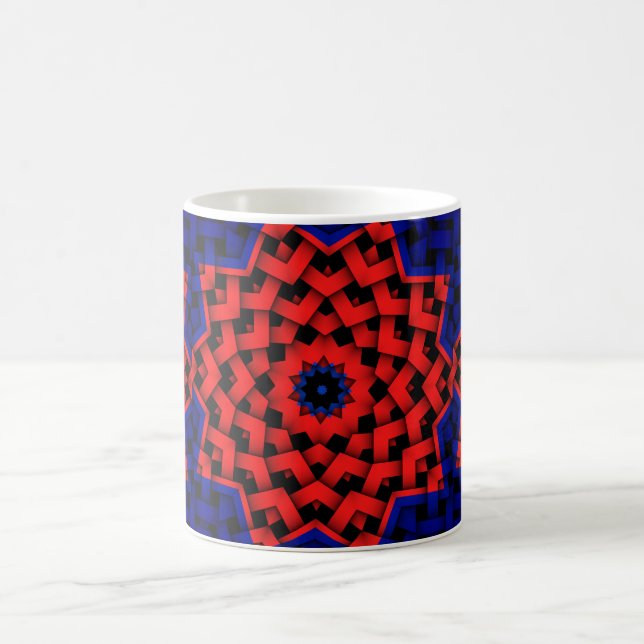Geometrisches Rot Blau Stern Kreis Muster Kaffee T Kaffeetasse (Mittel)