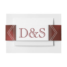 Geometrisches rotes Art Deco | Moderne Monogramm-H Einladungsbanderole