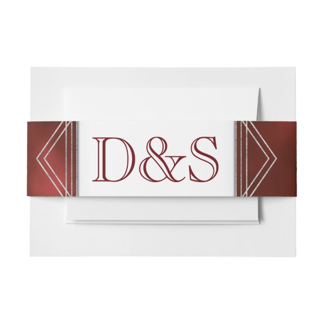 Geometrisches rotes Art Deco | Moderne Monogramm-H Einladungsbanderole (Vorderseite Beispiel)