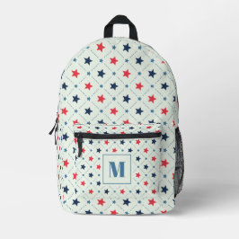 Geometrisches rotes blaues Sternchen-Punktlinienmu Bedruckter Rucksack