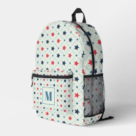 Geometrisches rotes blaues Sternchen-Punktlinienmu Bedruckter Rucksack