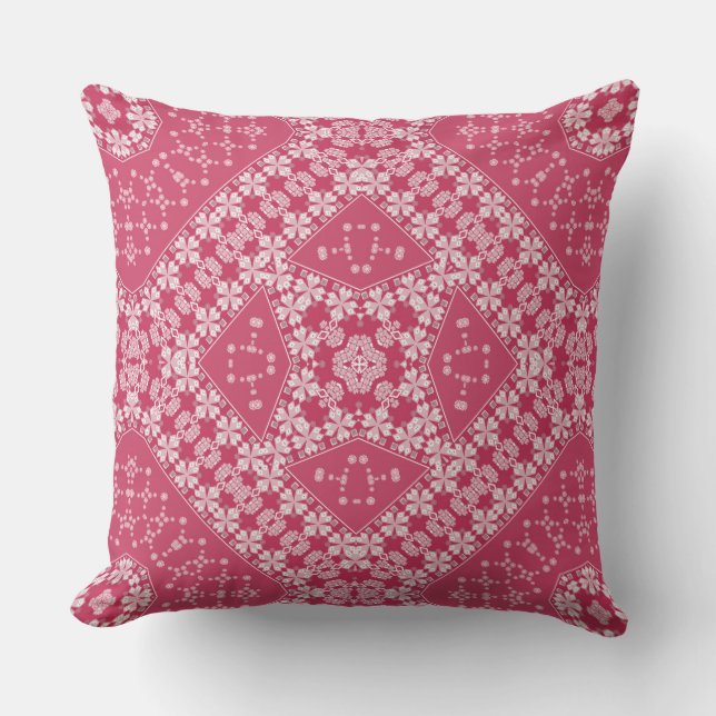 Geometrisches rotes, ethnisches Ornament Kissen (Vorderseite)