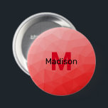 Geometrisches rotes Gradientenmuster Monogramm Button<br><div class="desc">Monogram Personalize mit Ihrem benutzerdefinierten Initial und Namen. geometrisches Gefälle mit rotem Gefälle. Dreieck geometrische Masche mit dunkelroten Ober-Farbverlauf,  Muster,  Ober,  Masche,  Dreiecke,  Geometrie,  Gefälle,  cool,  Dreieck,  hell,  rot</div>