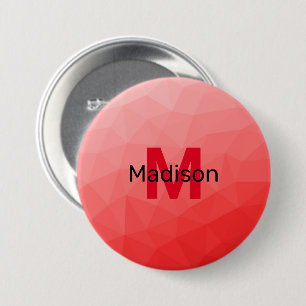 Geometrisches rotes Gradientenmuster Monogramm Button
