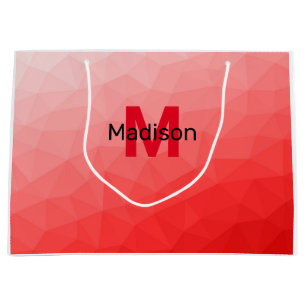Geometrisches rotes Gradientenmuster Monogramm Große Geschenktüte