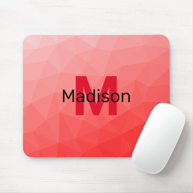 Geometrisches rotes Gradientenmuster Monogramm Mousepad (Mit Mouse)