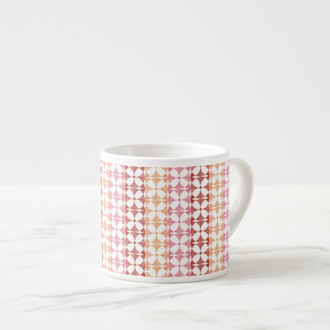 Geometrisches rotes ikat stripes Muster Espressotasse (Vorderseite Rechts)
