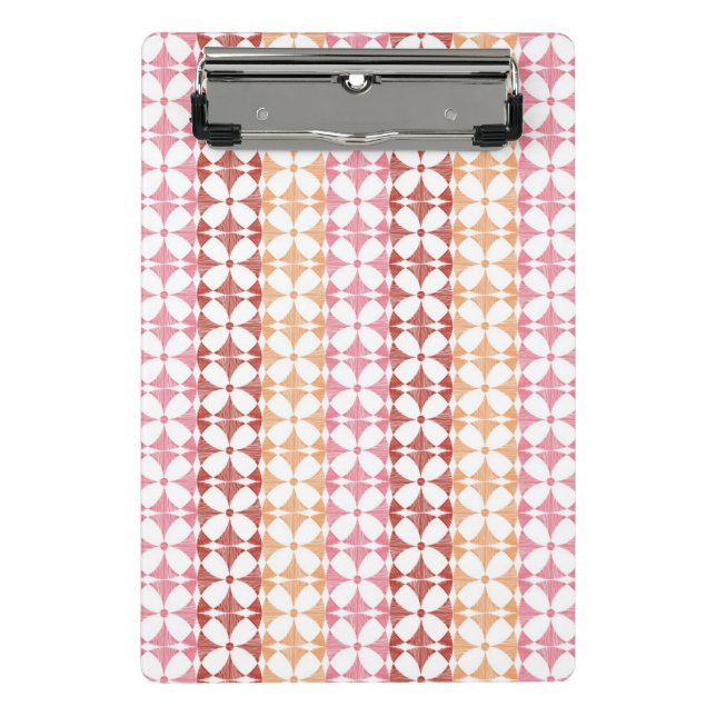 Geometrisches rotes ikat stripes Muster Mini Klemmbrett (Vorderseite)