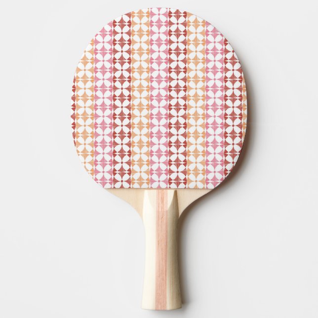 Geometrisches rotes ikat stripes Muster Tischtennis Schläger (Vorderseite)